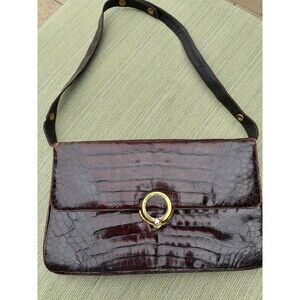 Crocodile Purse Dark Brown 1970s